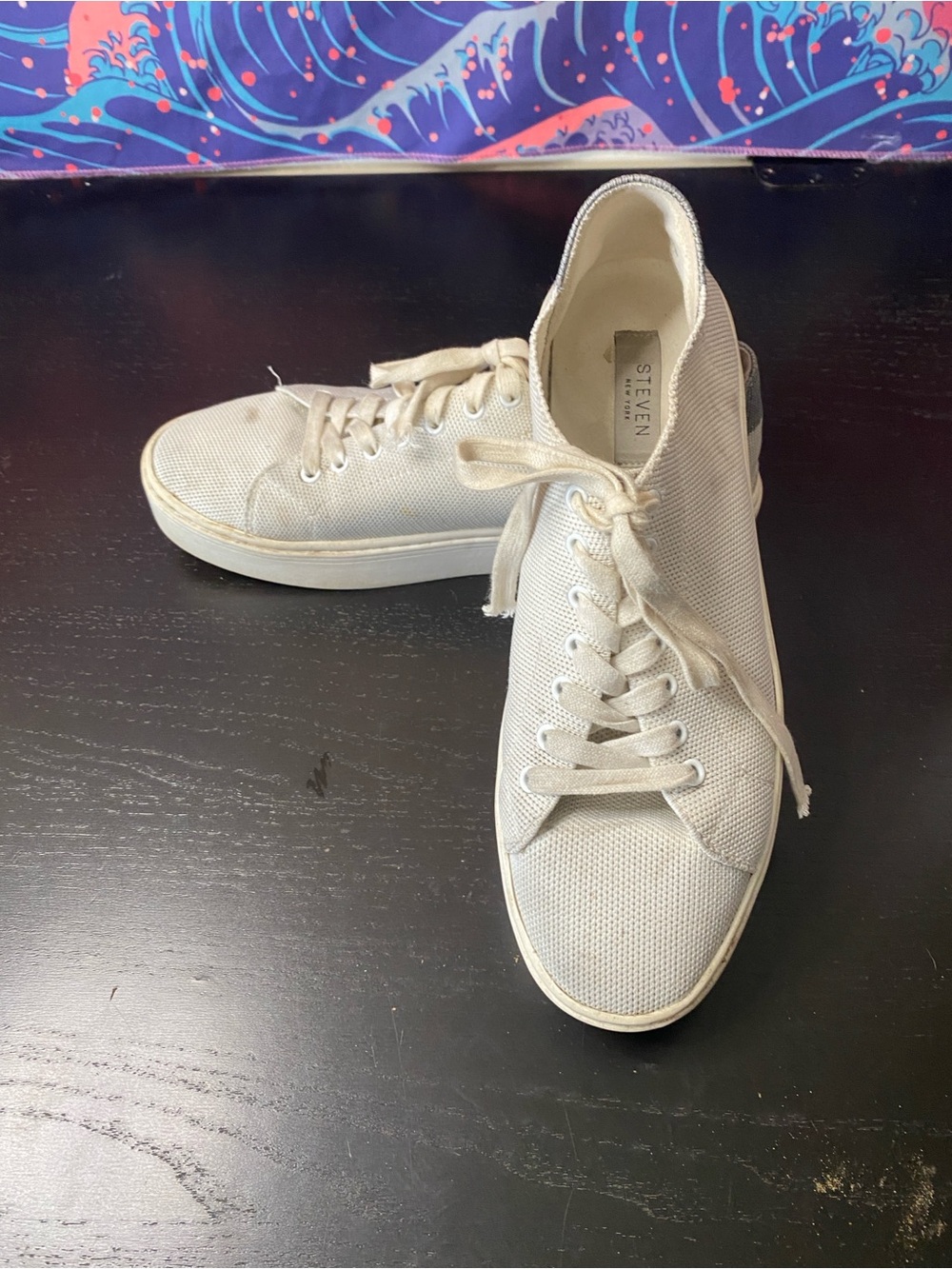 Steven New York Low-Top Canvas Sneakers in Light Beige